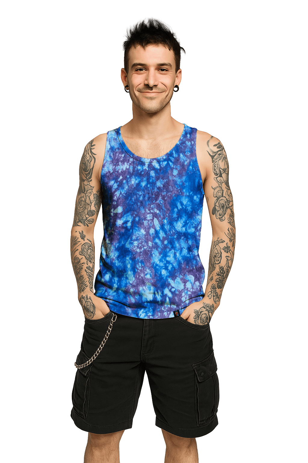 Organic Tie-Dye Tank Top - Blue Lavender - Soft Edge Cool - SourThreadz