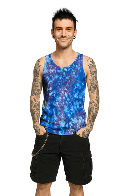 Organic Tie-Dye Tank Top - Blue Lavender - Soft Edge Cool - SourThreadz