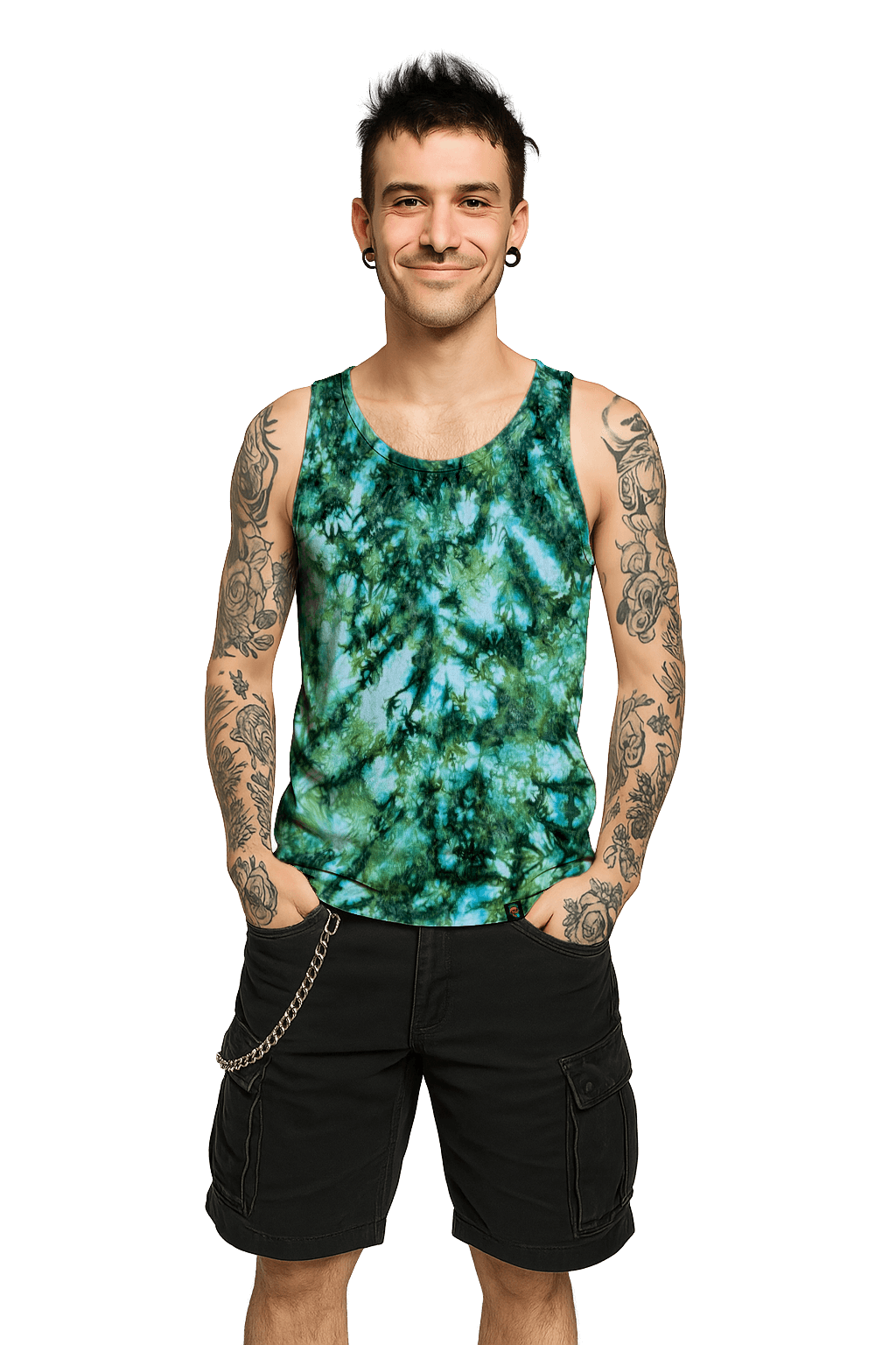 Organic Tie-Dye Tank Top - Green Camo - Alternative Inspired - SourThreadz