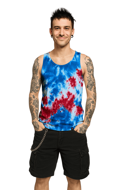 Organic Tie-Dye Tank Top - Patriot - Statement Piece - SourThreadz