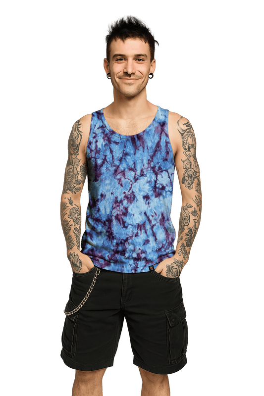 Organic Tie-Dye Tank Top - Purple Rain - Bold Dreamscape - SourThreadz