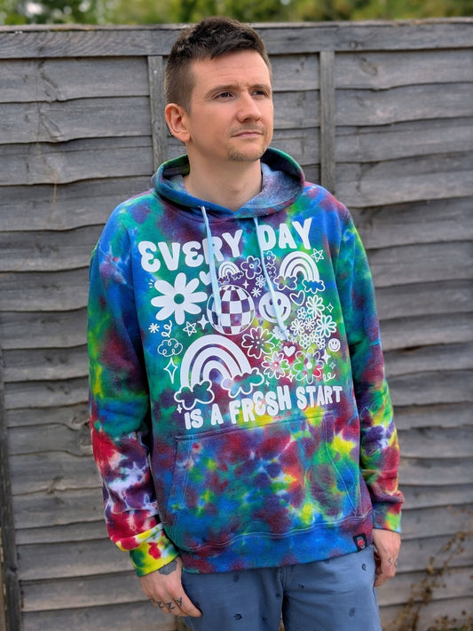 UK Handmade Tie-Dye Hoodie - Fresh Rainbow Hoodie - SourThreadz