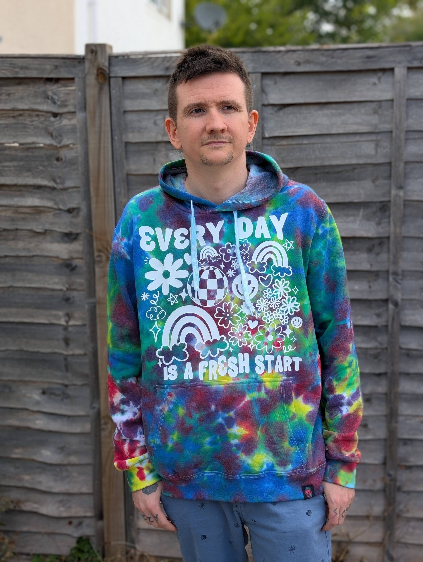 UK Handmade Tie-Dye Hoodie - Fresh Rainbow Hoodie - SourThreadz