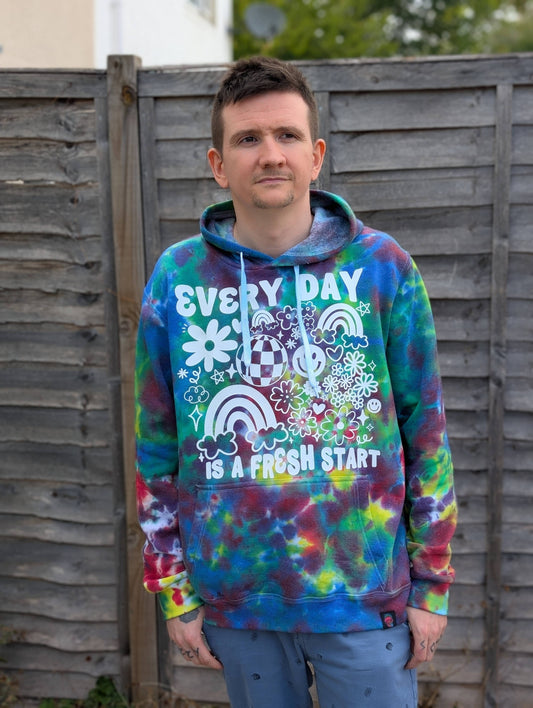 UK Handmade Tie-Dye Hoodie - Fresh Rainbow Hoodie - SourThreadz