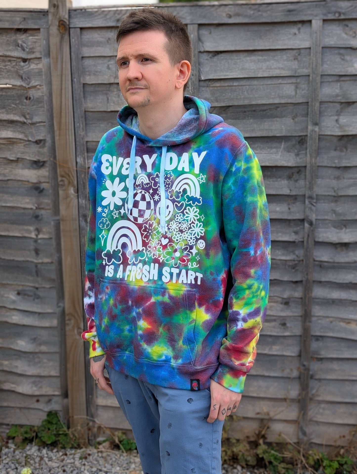 UK Handmade Tie-Dye Hoodie - Fresh Rainbow Hoodie - SourThreadz