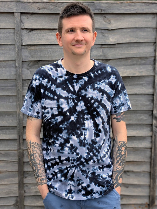 UK Handmade Twin Vortex Grey Black Tie-Dye – Men's, Women's, T-Shirts, Tanks, Polos & More - SourThreadz