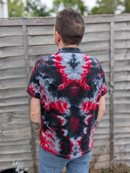 Tie-Dye Organic Polo - Black Grey Red Camo  - Alternative Business Wear - SourThreadz