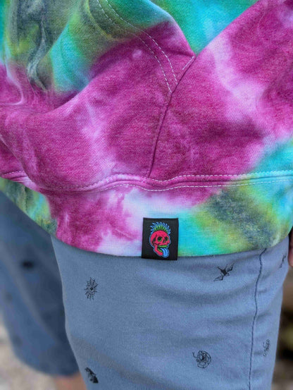 UK Handmade Tie-Dye Hoodie - Galactic Dragon Spiral - SourThreadz