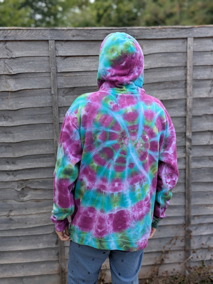 UK Handmade Tie-Dye Hoodie - Galactic Dragon Spiral - SourThreadz