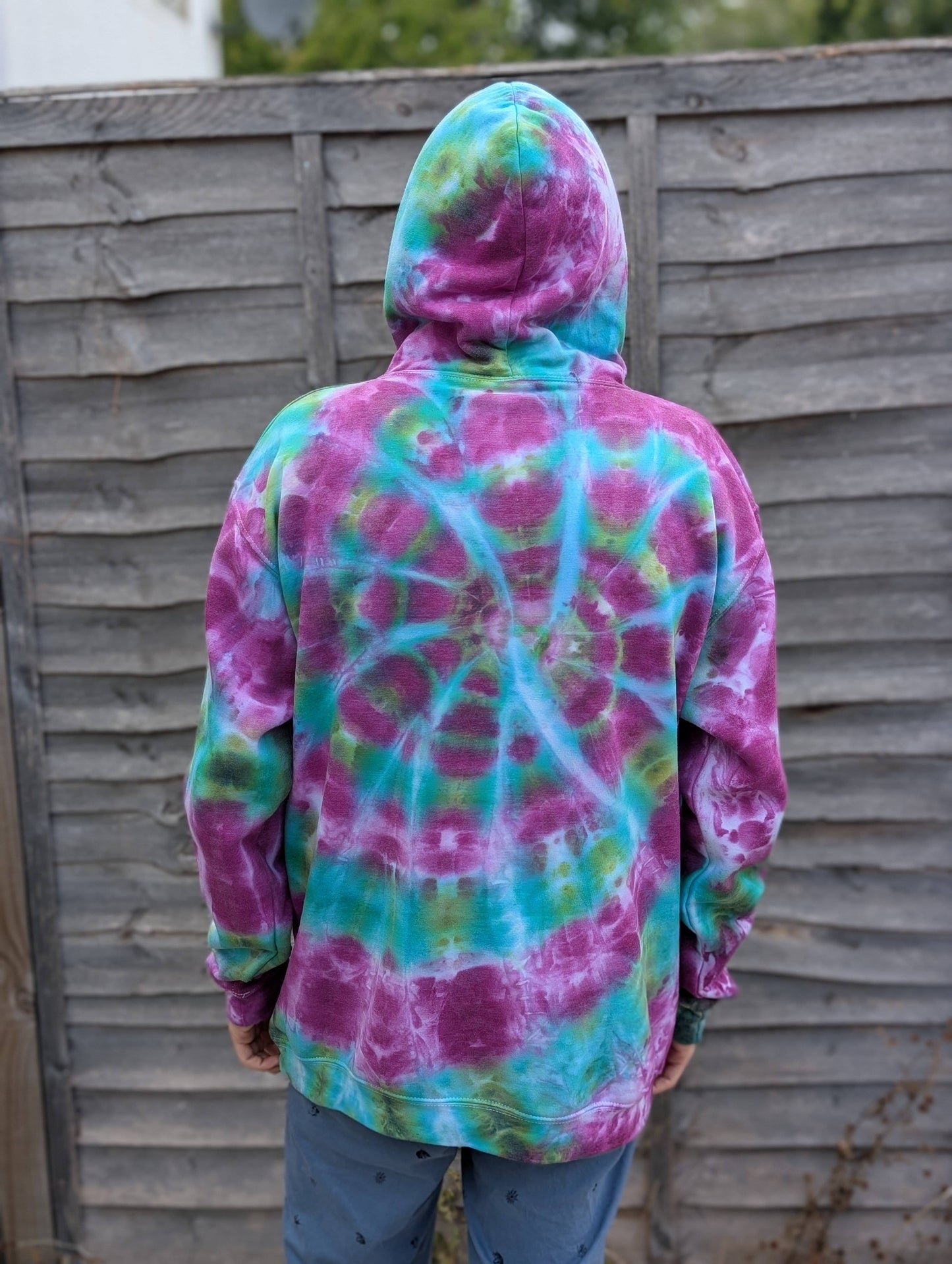 UK Handmade Tie-Dye Hoodie - Galactic Dragon Spiral - SourThreadz