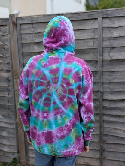 UK Handmade Tie-Dye Hoodie - Galactic Dragon Spiral - SourThreadz