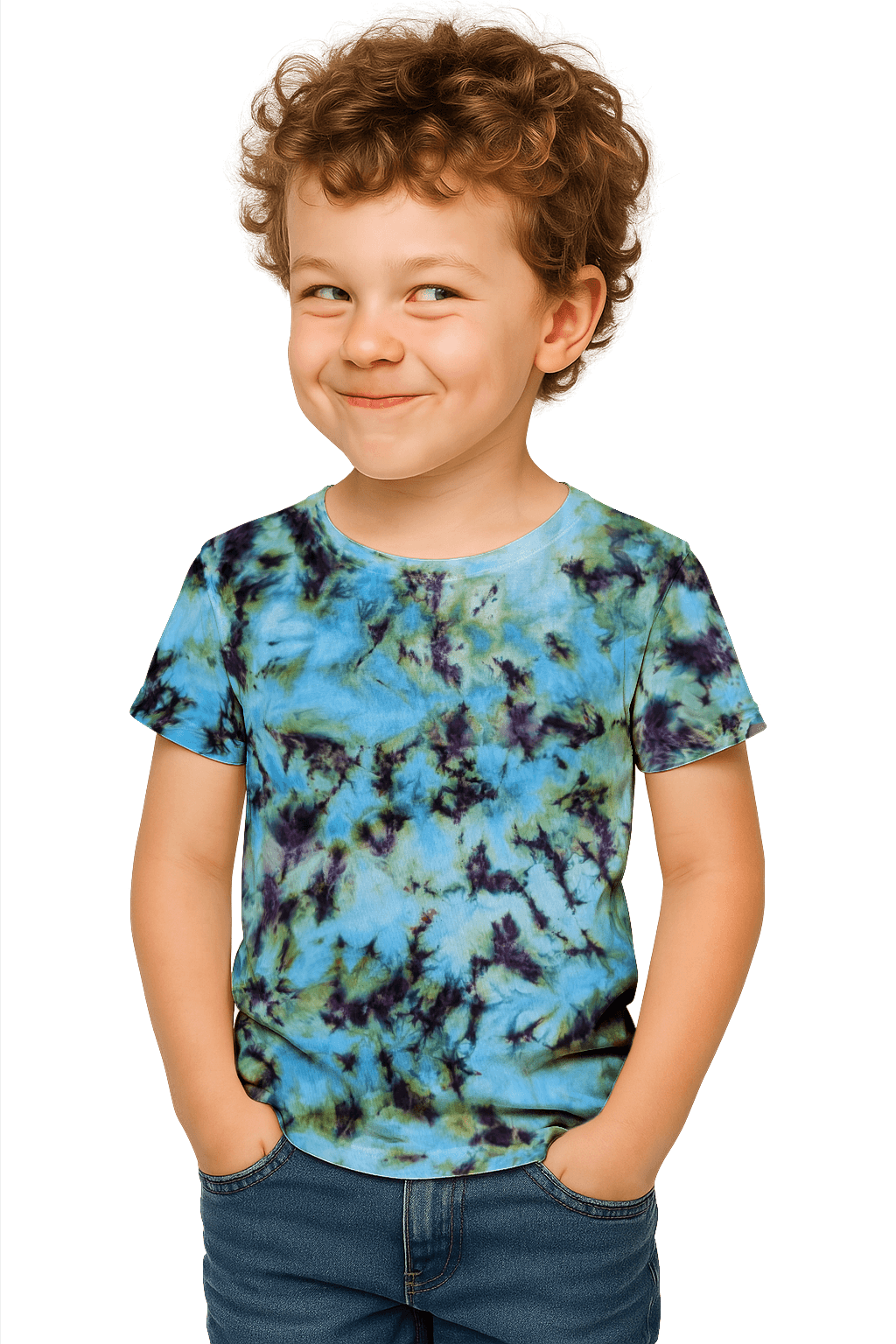 Tie-Dye Kids & Teens T-Shirt - Blue Green Camo - Streetwear Essential - SourThreadz