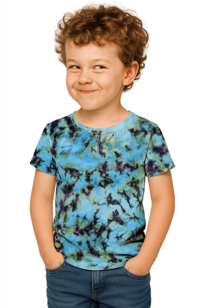 Tie-Dye Kids & Teens T-Shirt - Blue Green Camo - Streetwear Essential - SourThreadz