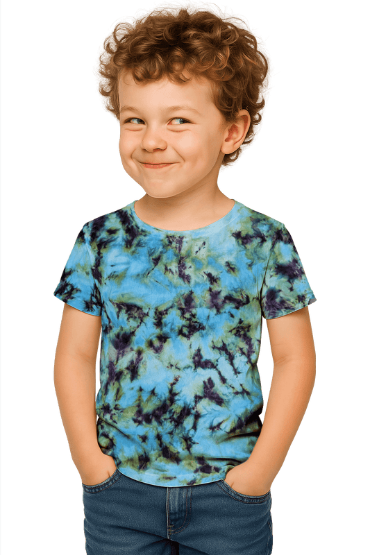 Tie-Dye Kids & Teens T-Shirt - Blue Green Camo - Streetwear Essential - SourThreadz