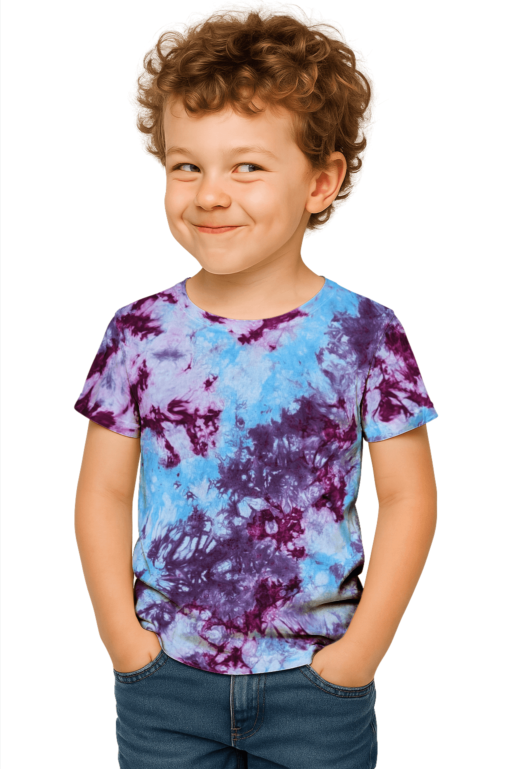 Tie-Dye Kids & Teens T-Shirt - Blue Magenta Purple - Festival Ready - SourThreadz