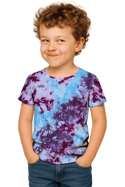 Tie-Dye Kids & Teens T-Shirt - Blue Magenta Purple - Festival Ready - SourThreadz