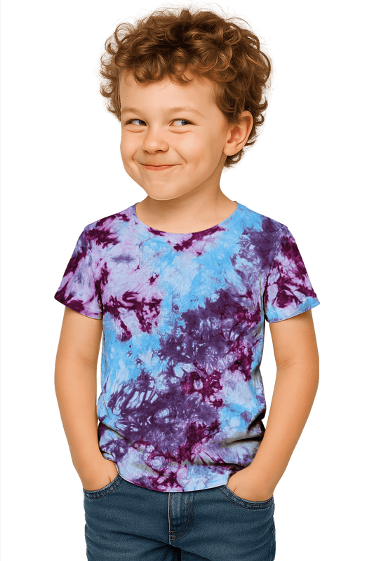 Tie-Dye Kids & Teens T-Shirt - Blue Magenta Purple - Festival Ready - SourThreadz