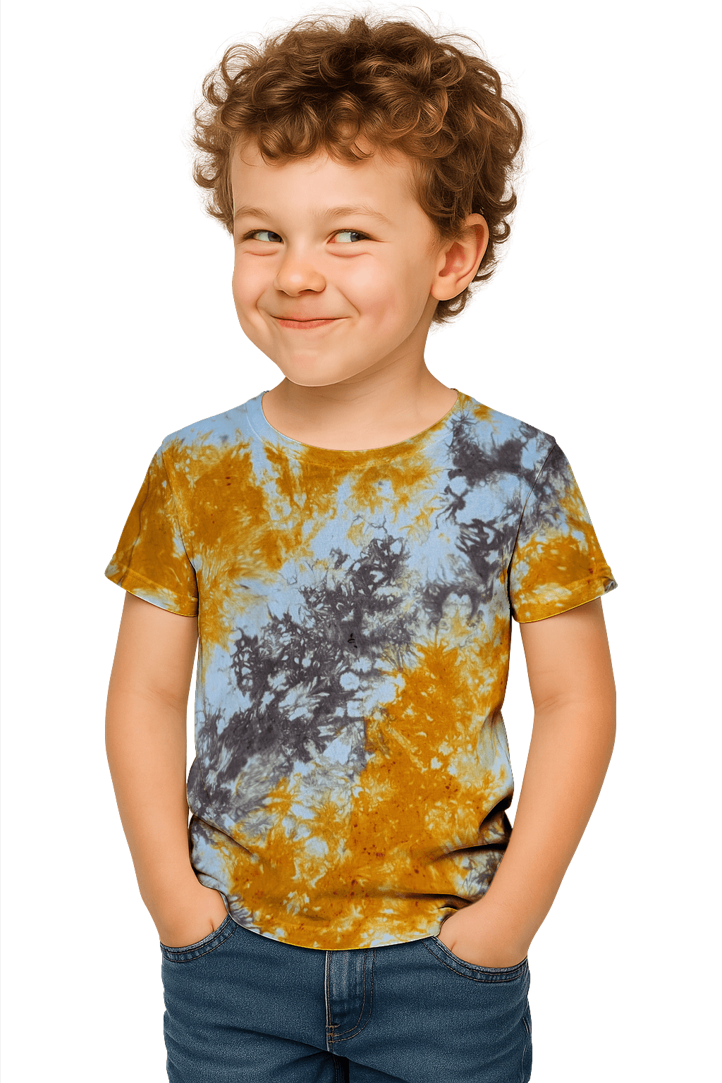 Tie-Dye Kids & Teens T-Shirt - Brown Orange White - Vintage Look - SourThreadz