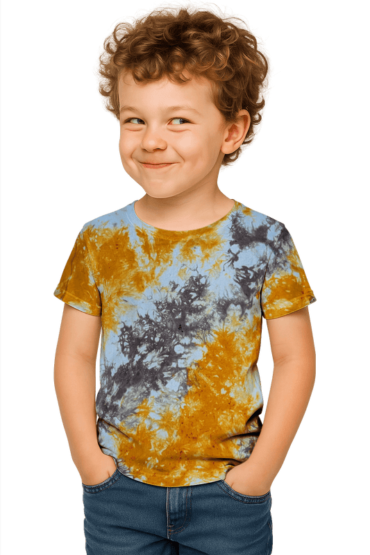 Tie-Dye Kids & Teens T-Shirt - Brown Orange White - Vintage Look - SourThreadz