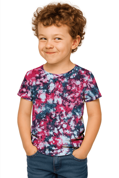 Tie-Dye Kids & Teens T-Shirt - Teal Hibiscus Camo - Streetwear Look - SourThreadz