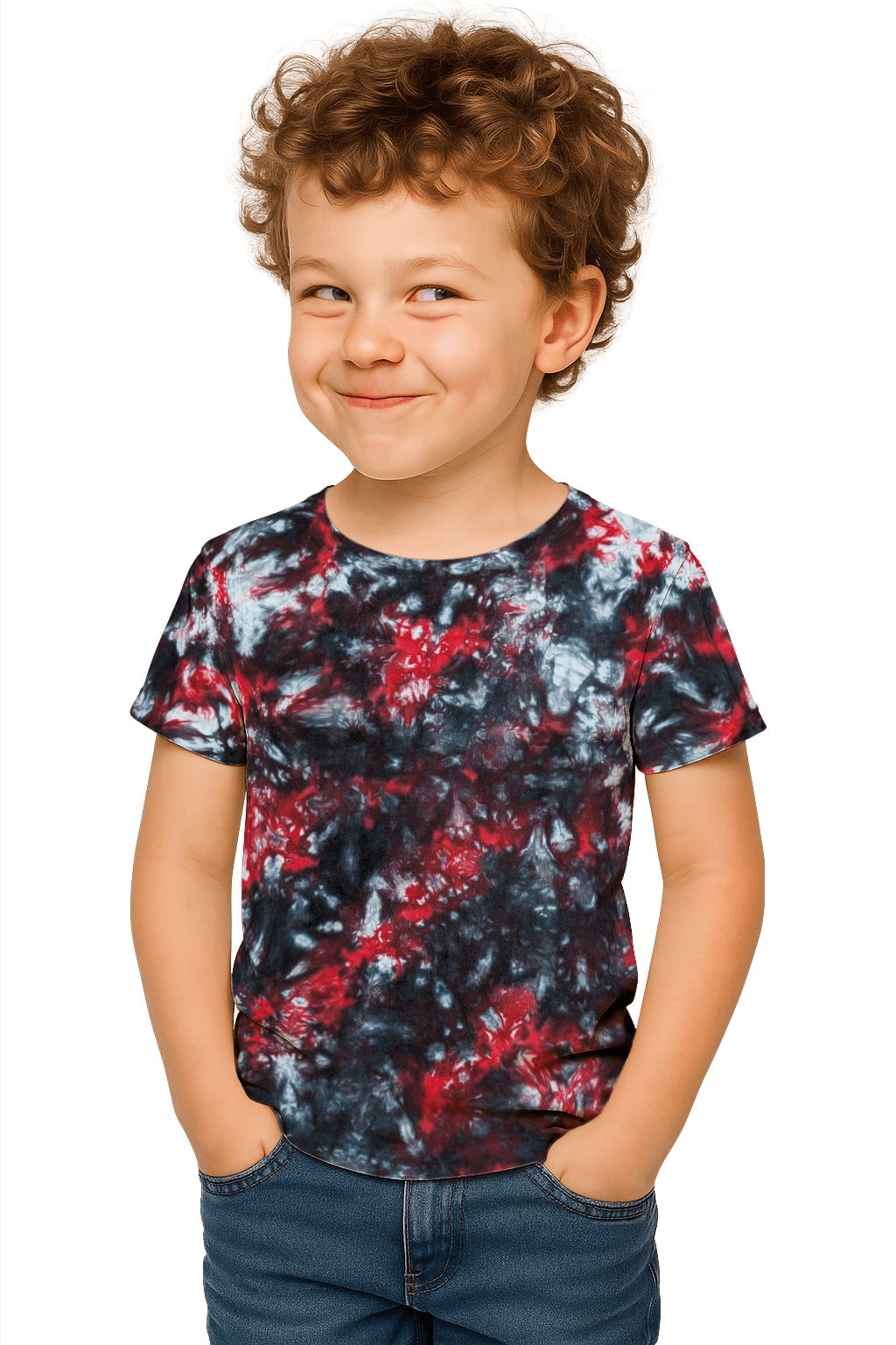 Tie-Dye Kids & Teens T-Shirt - Red Black Camo - Bold Contrast - SourThreadz