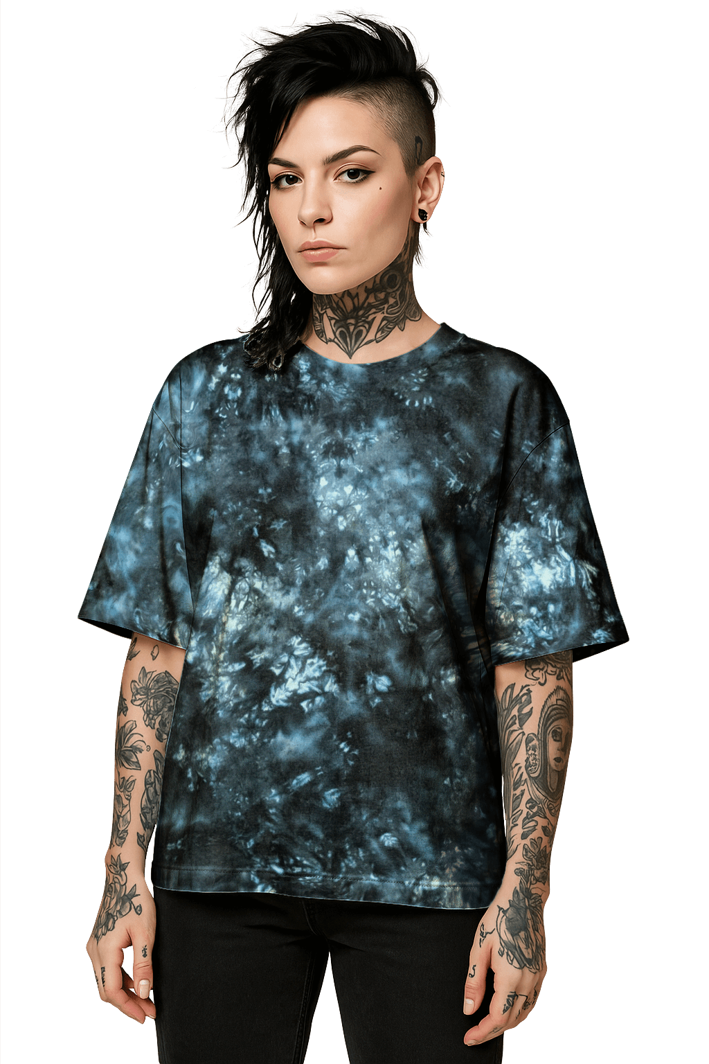 Tie-Dye Organic Boxy Oversized T-Shirt - Black Void - Dark Aesthetic - SourThreadz