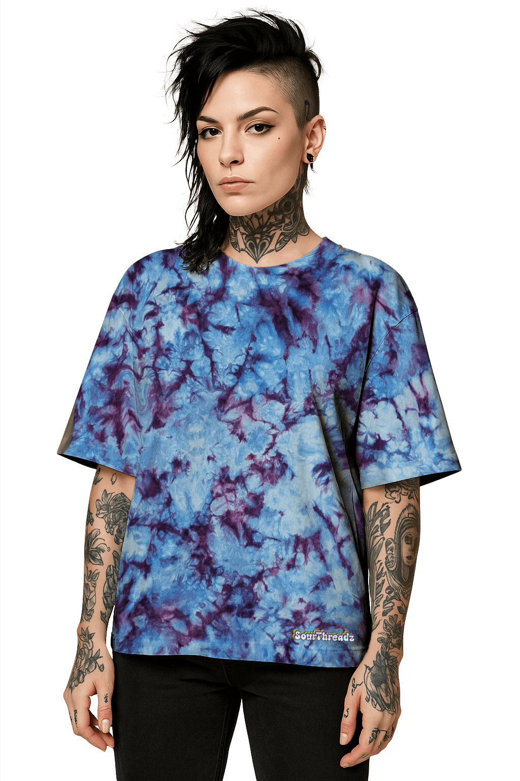 Tie-Dye Organic Boxy Oversized T-Shirt - Purple Rain - Bold Dreamscape - SourThreadz