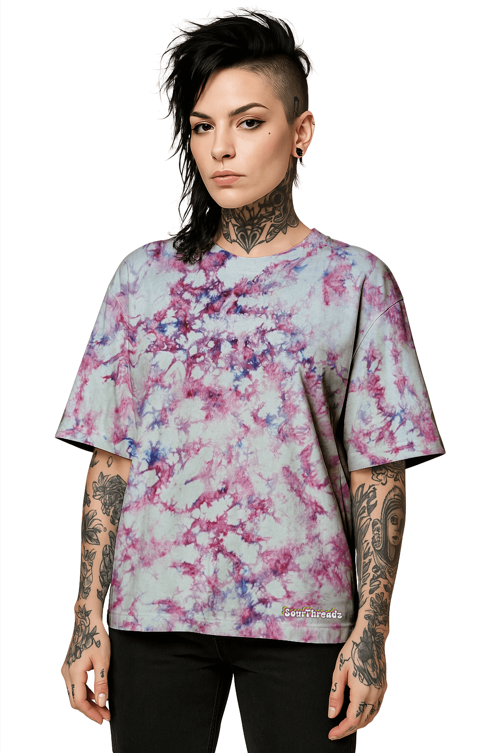 Tie-Dye Organic Boxy Oversized T-Shirt - Pink Camo - Summer Drop - SourThreadz