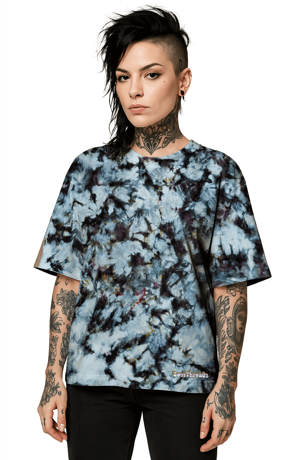 Tie-Dye Organic Boxy Oversized T-Shirt - Shadowmelt - 90’s Grunge - SourThreadz