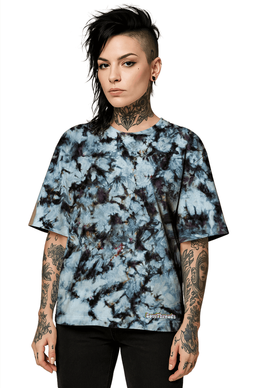 Tie-Dye Organic Boxy Oversized T-Shirt - Shadowmelt - 90’s Grunge - SourThreadz