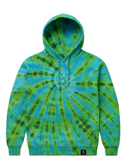 UK Handmade Tie-Dye Hoodie - Green Dragon Spiral - SourThreadz