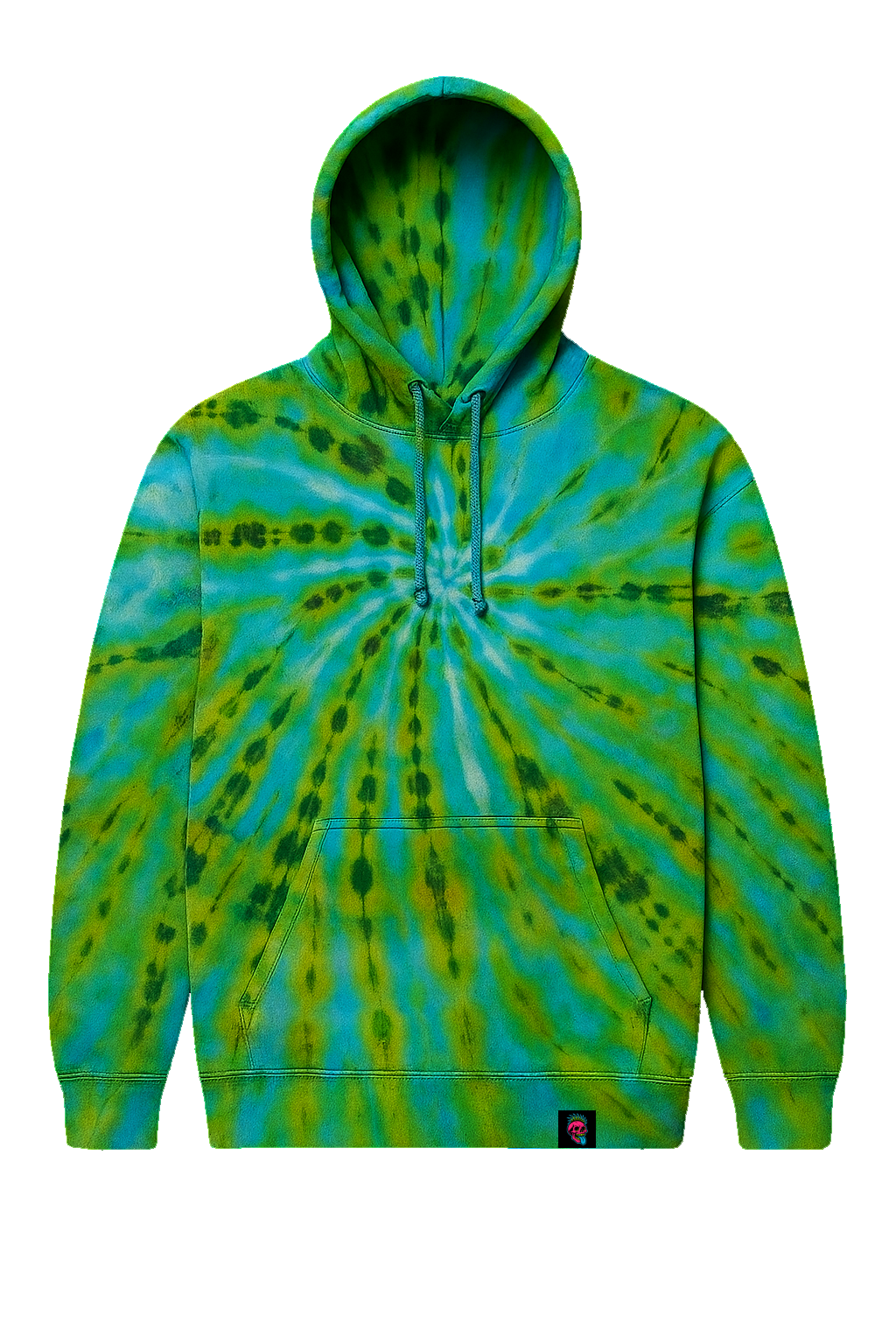 UK Handmade Tie-Dye Hoodie - Green Dragon Spiral - SourThreadz