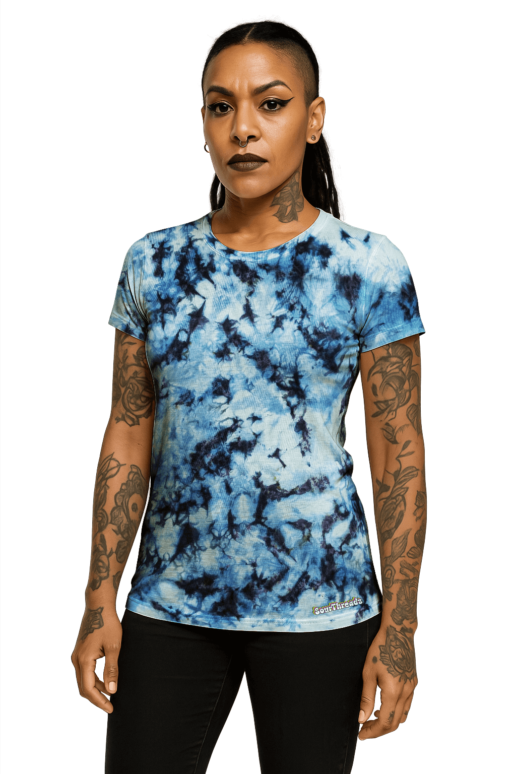 Tie-Dye Women's Fitted T-Shirt - Blue Camo - Urban Style - SourThreadz