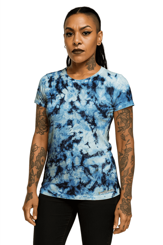Tie-Dye Women's Fitted T-Shirt - Blue Camo - Urban Style - SourThreadz