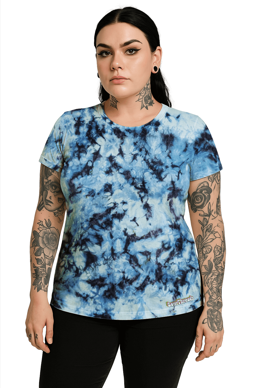 Tie-Dye Women's Fitted T-Shirt - Blue Camo - Urban Style - SourThreadz