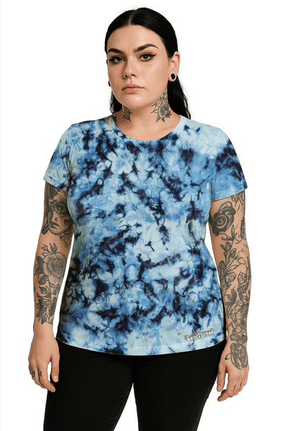 Tie-Dye Women's Fitted T-Shirt - Blue Camo - Urban Style - SourThreadz
