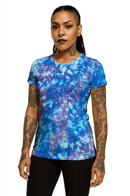 Tie-Dye Women's Fitted T-Shirt - Blue Lavender - Soft Edge Cool - SourThreadz
