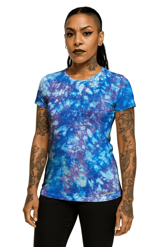 Tie-Dye Women's Fitted T-Shirt - Blue Lavender - Soft Edge Cool - SourThreadz