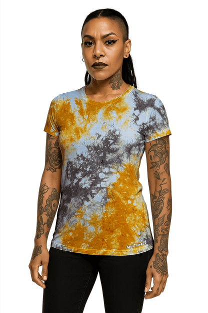 Tie-Dye Women's Fitted T-Shirt - Brown Orange White - Vintage Vibes - SourThreadz