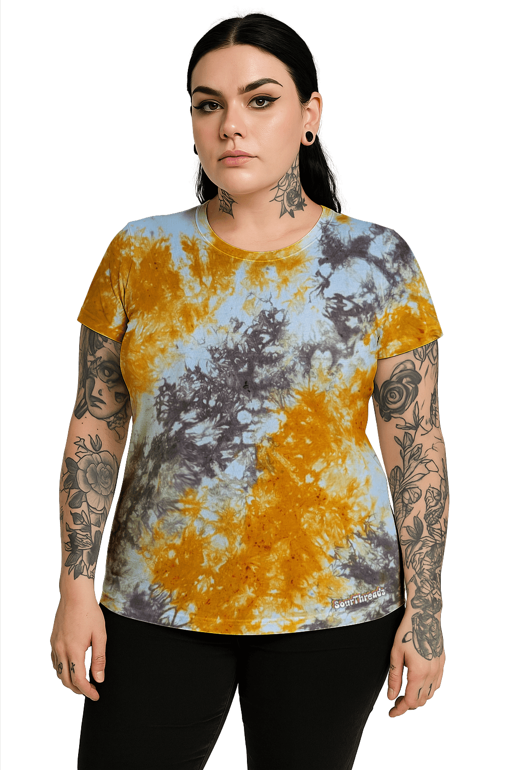 Tie-Dye Women's Fitted T-Shirt - Brown Orange White - Vintage Vibes - SourThreadz