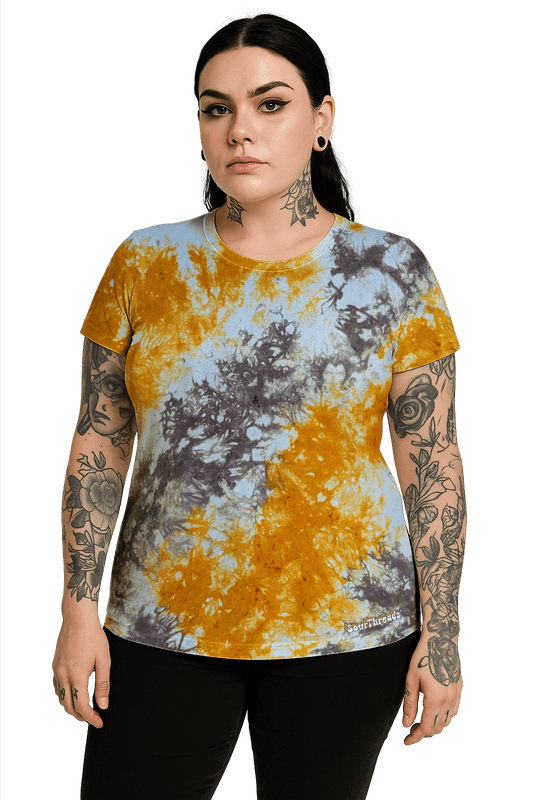 Tie-Dye Women's Fitted T-Shirt - Brown Orange White - Vintage Vibes - SourThreadz