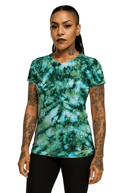 Tie-Dye Women's Fitted T-Shirt - Green Camo - Alternative Inspired - SourThreadz