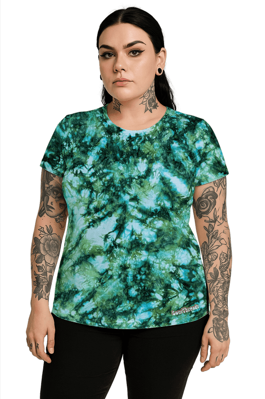 Tie-Dye Women's Fitted T-Shirt - Green Camo - Alternative Inspired - SourThreadz