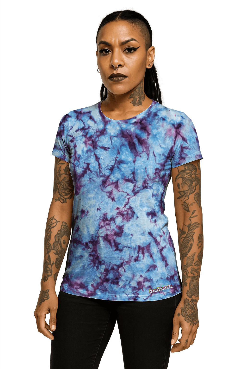 Tie-Dye Women's Fitted T-Shirt - Purple Rain - Bold Dreamscape - SourThreadz