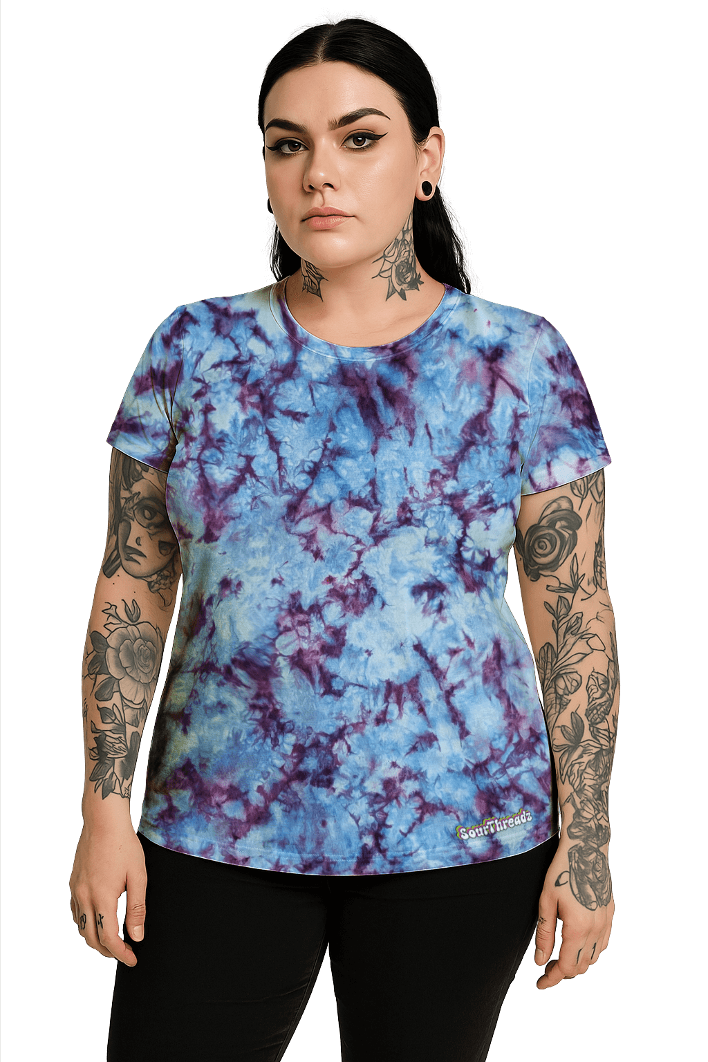 Tie-Dye Women's Fitted T-Shirt - Purple Rain - Bold Dreamscape - SourThreadz