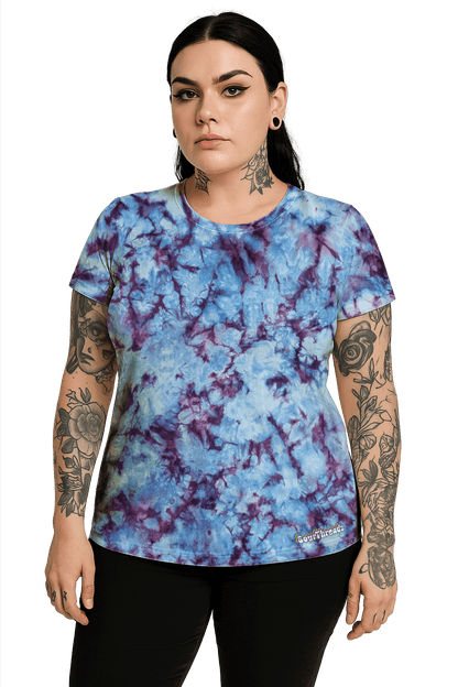 Tie-Dye Women's Fitted T-Shirt - Purple Rain - Bold Dreamscape - SourThreadz