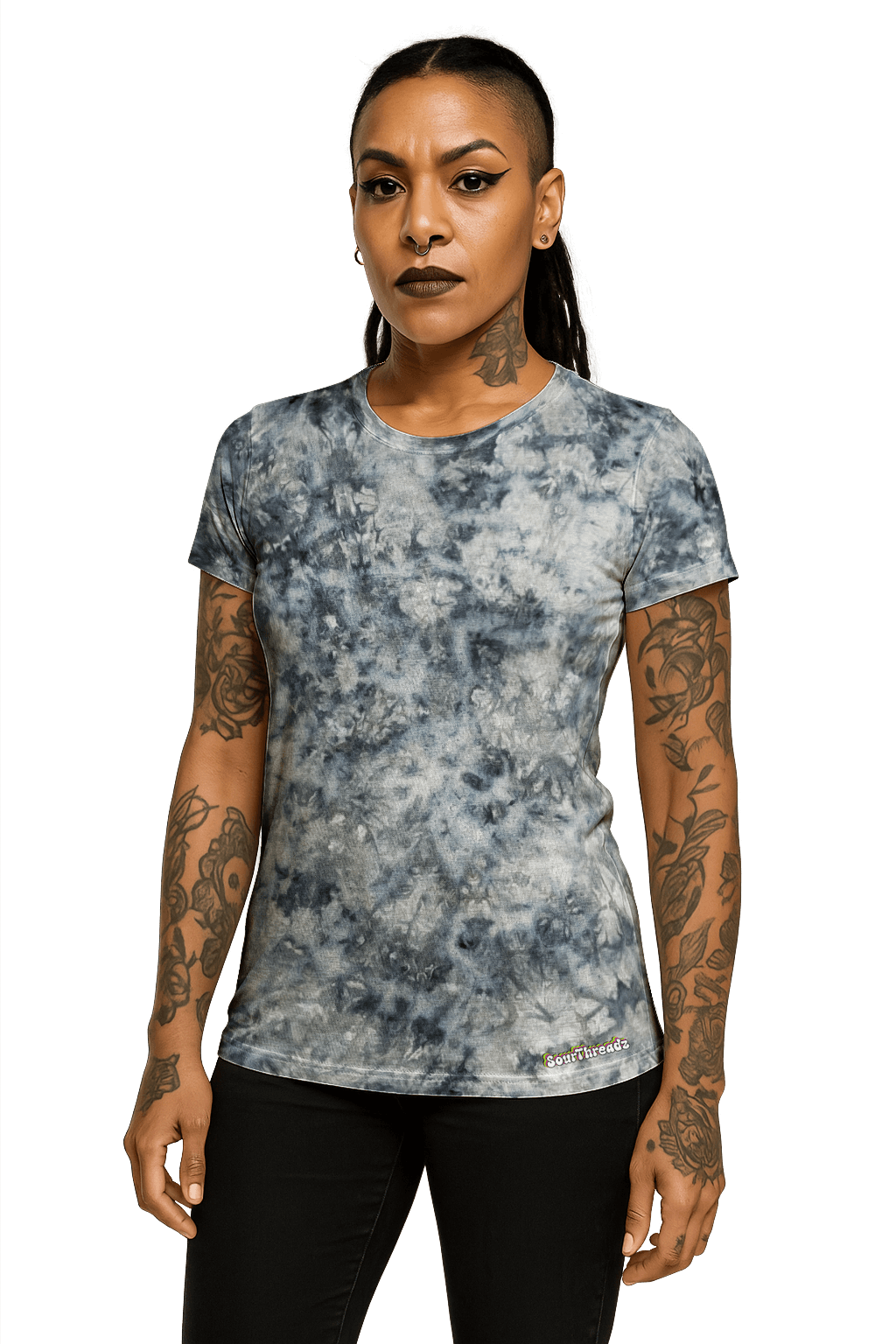 Tie-Dye Women's Fitted T-Shirt - Pastel Grey - Minimalist Style - SourThreadz