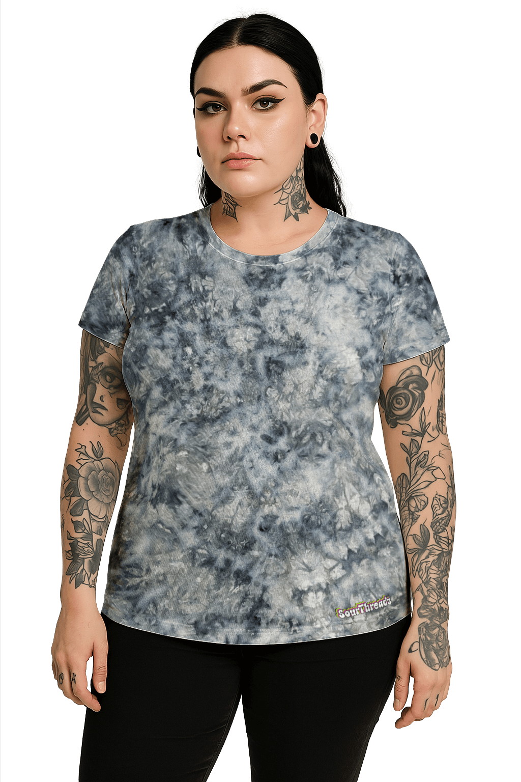 Tie-Dye Women's Fitted T-Shirt - Pastel Grey - Minimalist Style - SourThreadz