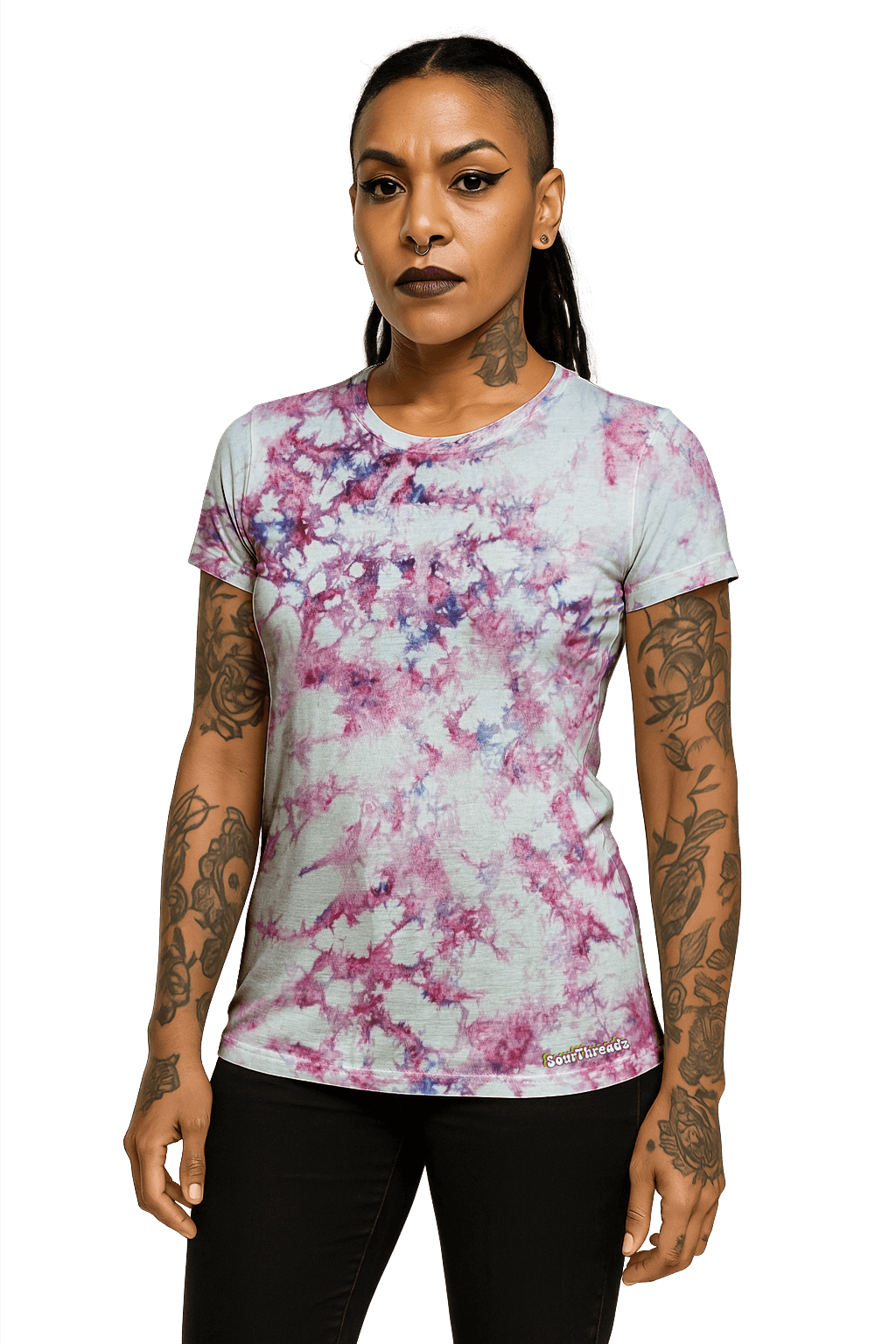 Tie-Dye Women's Fitted T-Shirt - Pink Camo - Summer Drop - SourThreadz