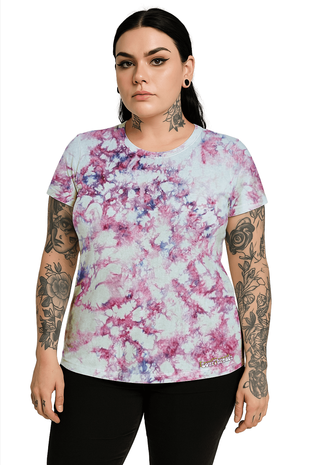 Tie-Dye Women's Fitted T-Shirt - Pink Camo - Summer Drop - SourThreadz